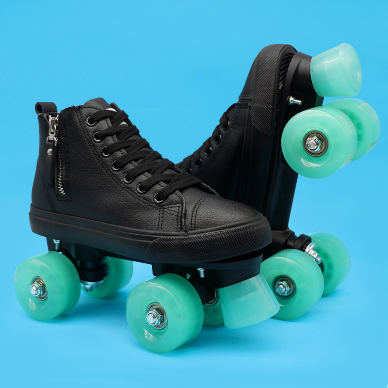 双排轮滑溜冰鞋四轮成人滑轮男女闪光旱冰冰鞋双排轮