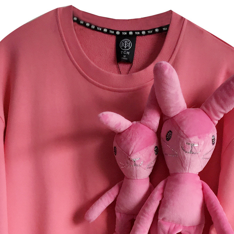 tch潮牌胸前粉熊玩偶烫钻卫衣t214306010卫衣
