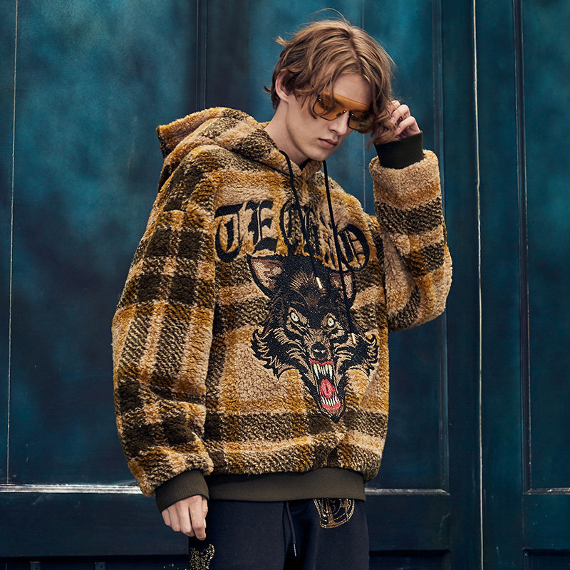 tch潮牌狼头烫钻连休闲连帽卫衣t204126022卫衣