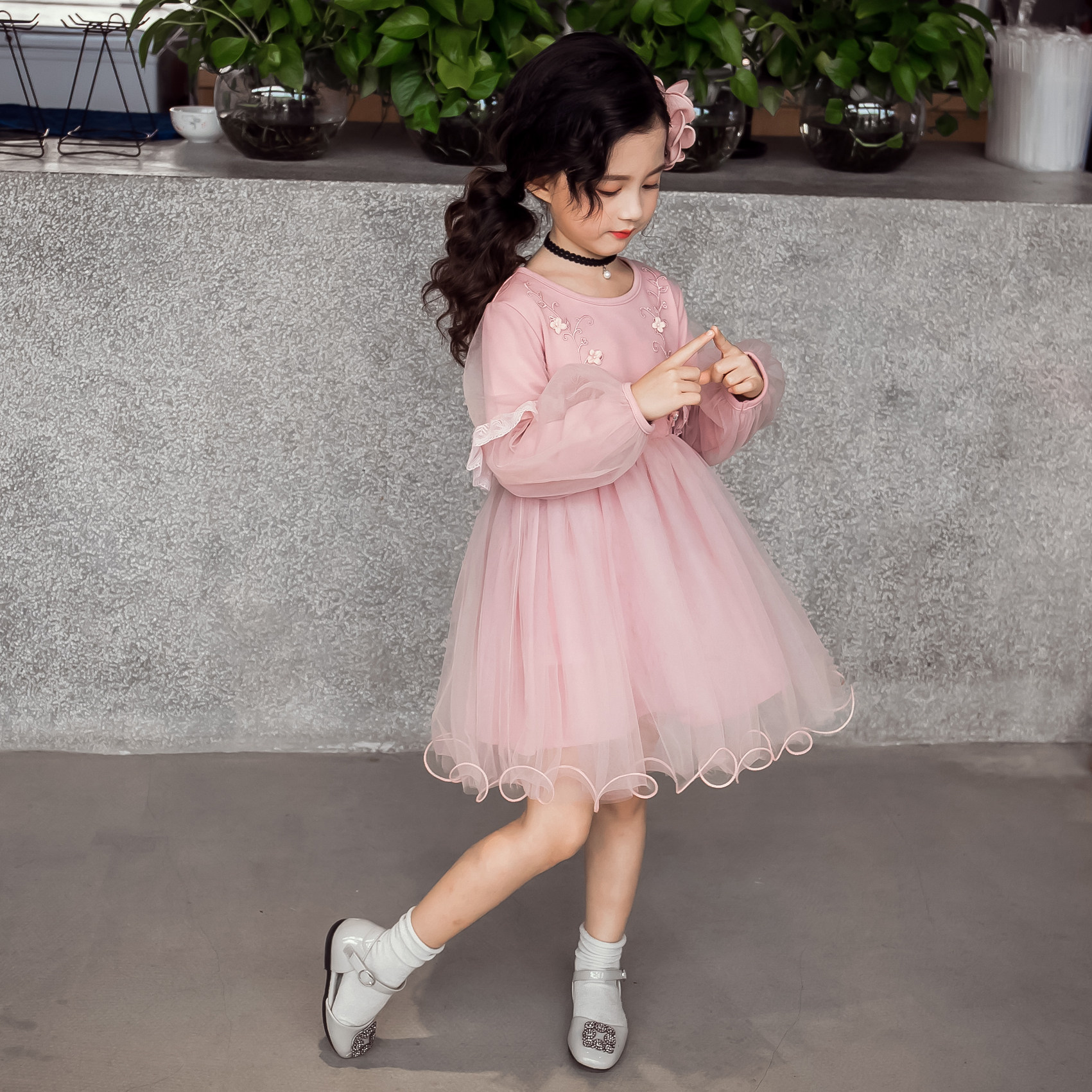 女童连衣裙秋装2018新款冬装长袖加绒公主裙小女孩宝宝超洋气裙子