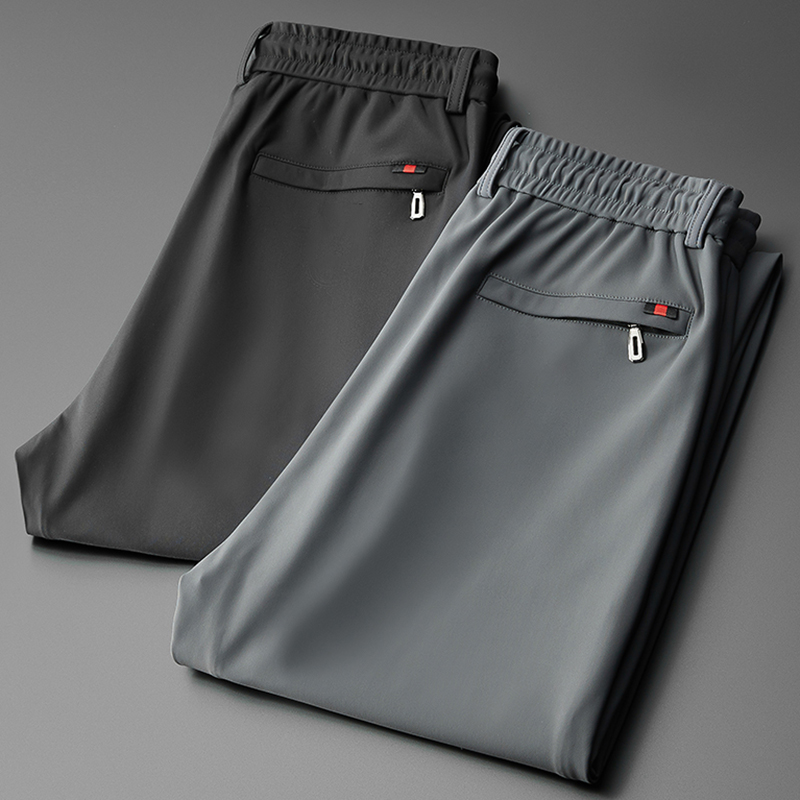 冰丝速干休闲裤男商务垂感宽松直筒弹力夏季薄款透气凉感运动裤子