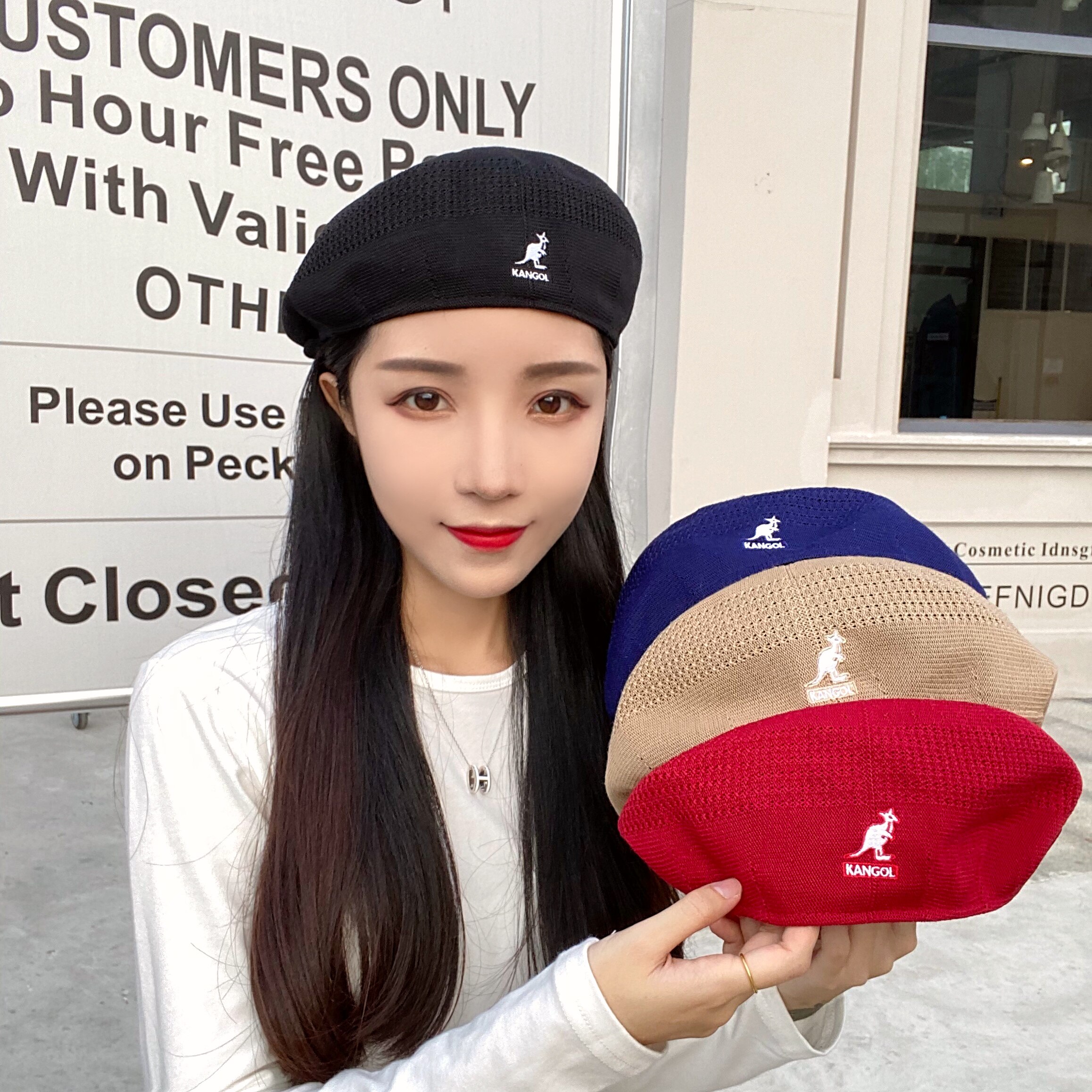 kangol袋鼠羊毛网眼贝雷帽透气造型泫雅同款帽子帽子