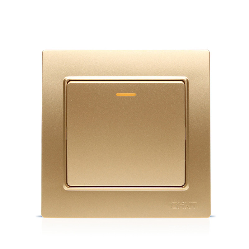 正泰开关插座面板86型五孔new7l香槟金色 一开单控 墙壁开关面板