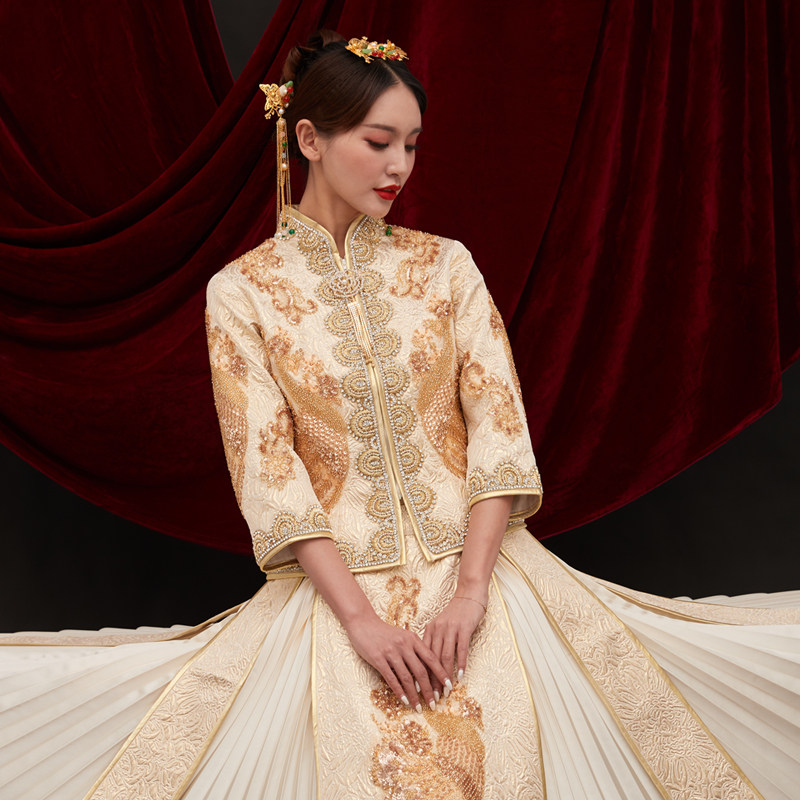 秀禾2022新款结婚秋季中式新娘婚纱礼服禾秀女敬酒旗袍