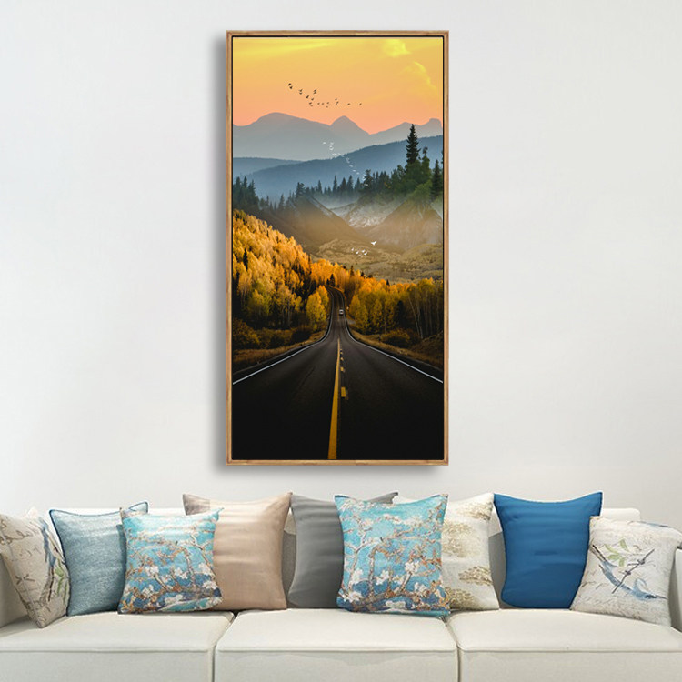 北欧装饰画公路风景画客厅轻奢入户玄关壁画现代油画