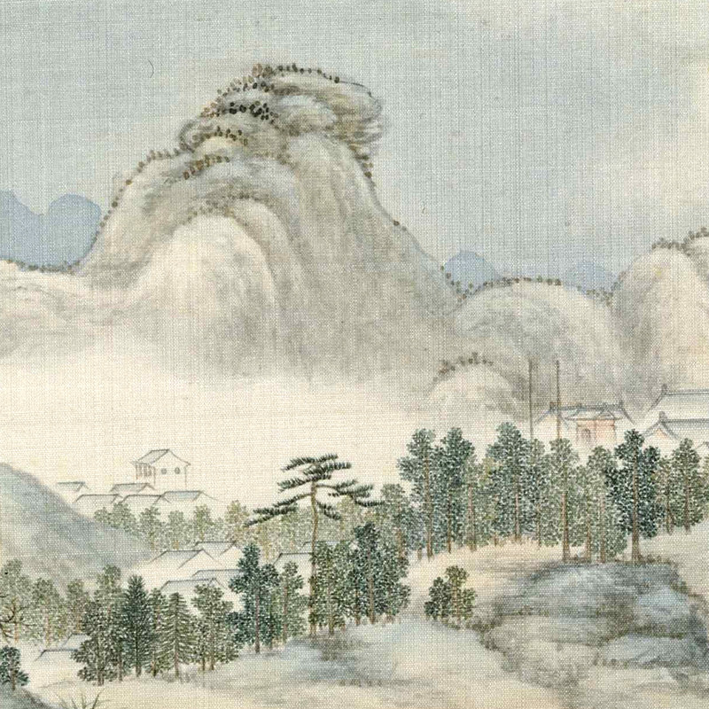 清陈枚山水楼阁图册一仿古画复制品山水画名人字画书画国画装饰画