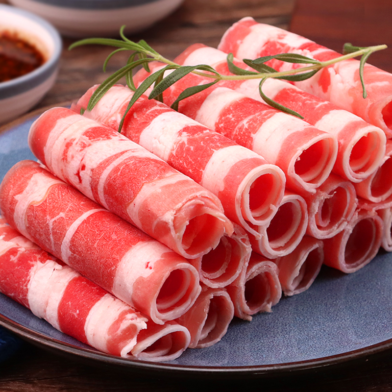 肥牛牛肉精品雪花卷原火锅食材低脂肉卷新鲜牛肉卷