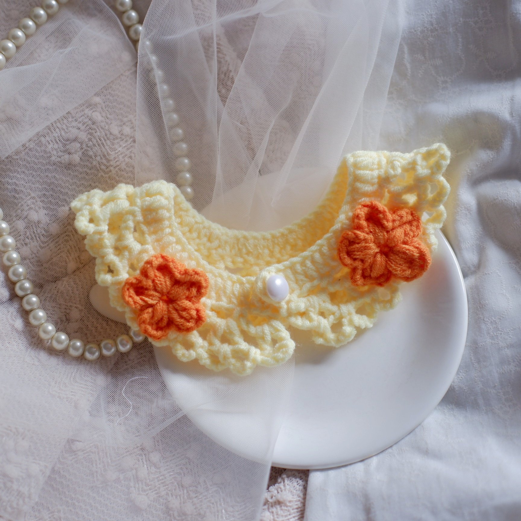 原创猫咪项圈手工编织可爱宠物针织围脖拍照项圈