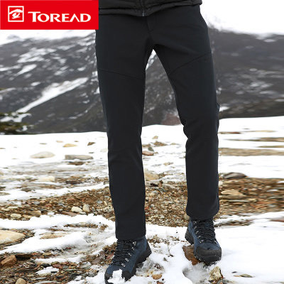 探路者软壳冲锋裤男女秋冬季户外登山裤保暖滑雪加绒加厚防风防雨