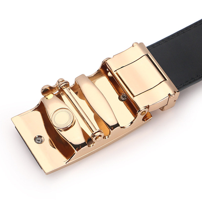 男士西装装皮带真皮自动棕色腰带牛皮简约商务腰带