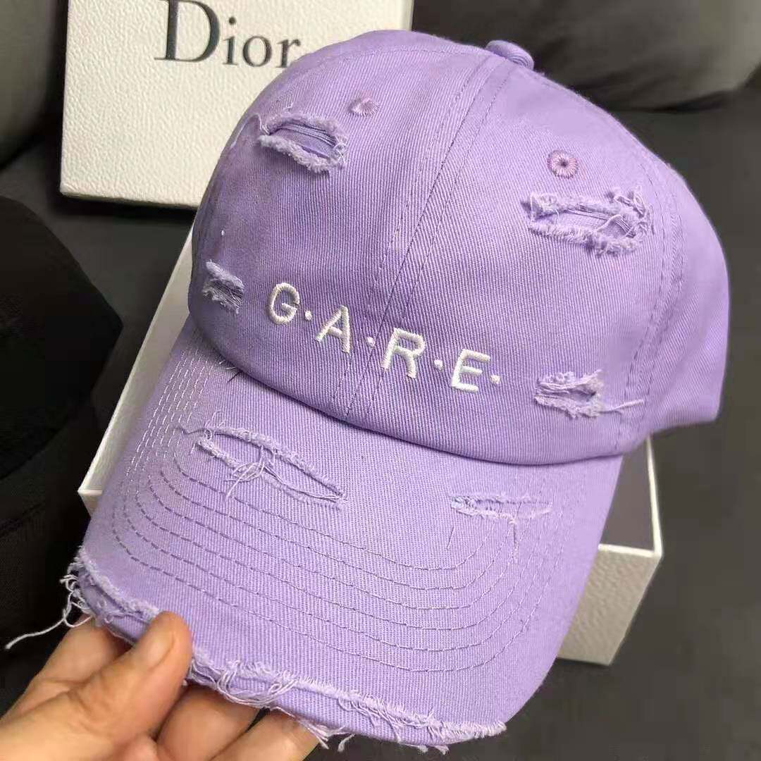 网红潮牌棒球帽gare破边做旧复古鸭舌帽百搭显瘦帽子