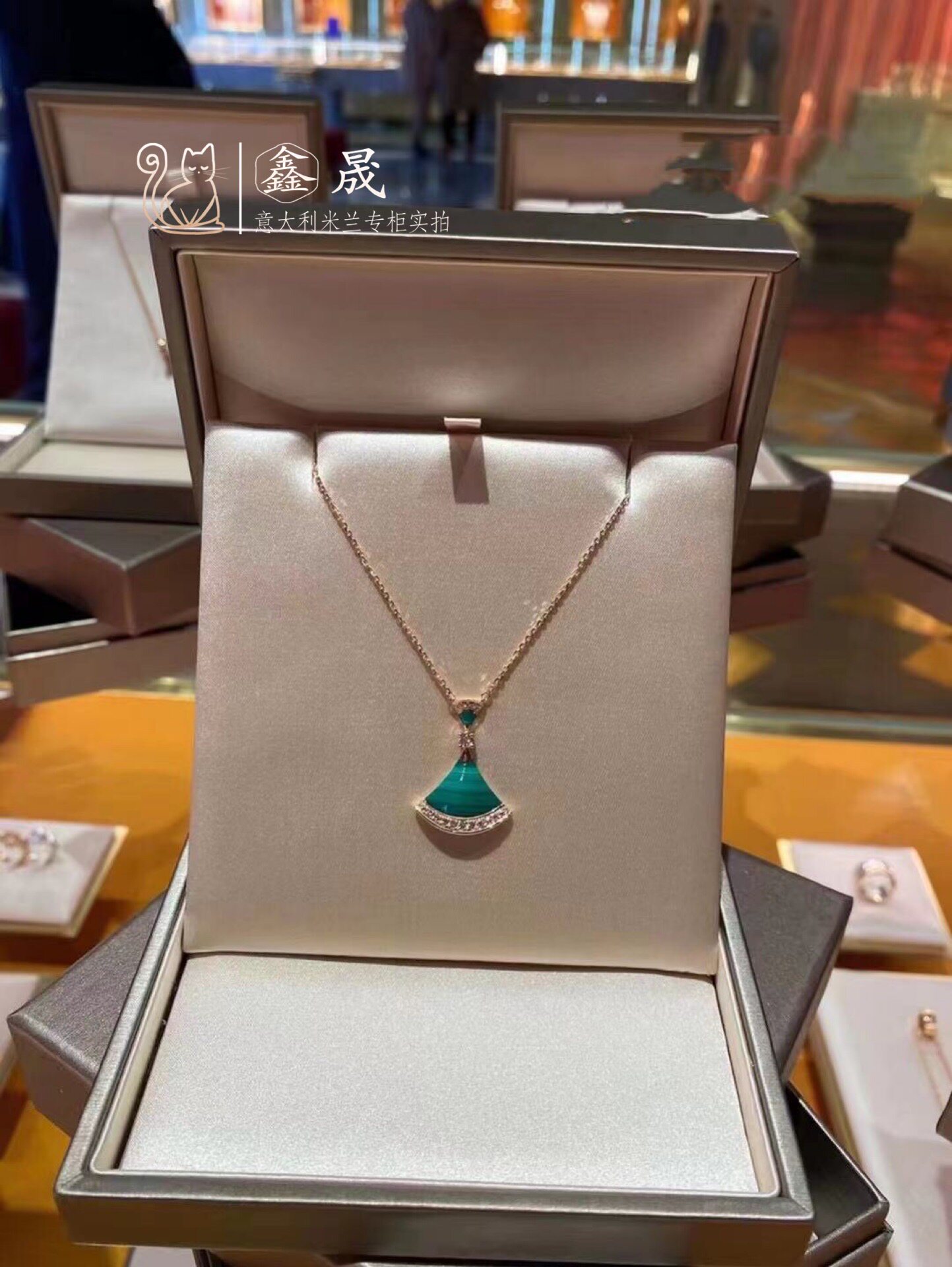 正品代购bvlgari宝格丽2021新款女式项链扇贝绿色项链