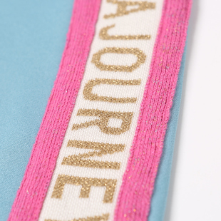 蓝粉撞色松紧系带腰头小脚运动裤 商场同款 影儿十二篮夏款