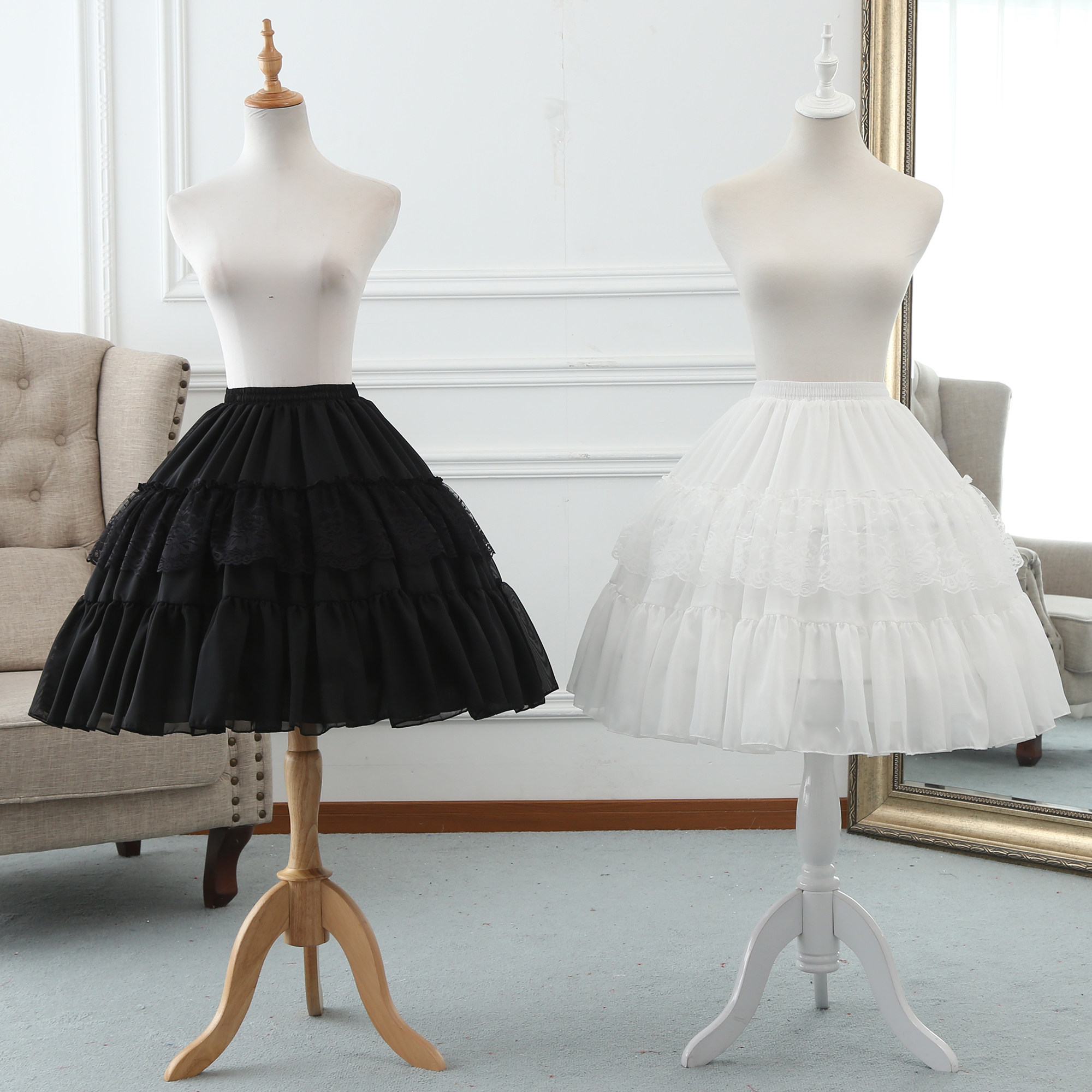 洛丽塔蕾丝鱼骨裙撑lolita可调节暴力鸟笼撑 cosplay软妹半身衬裙