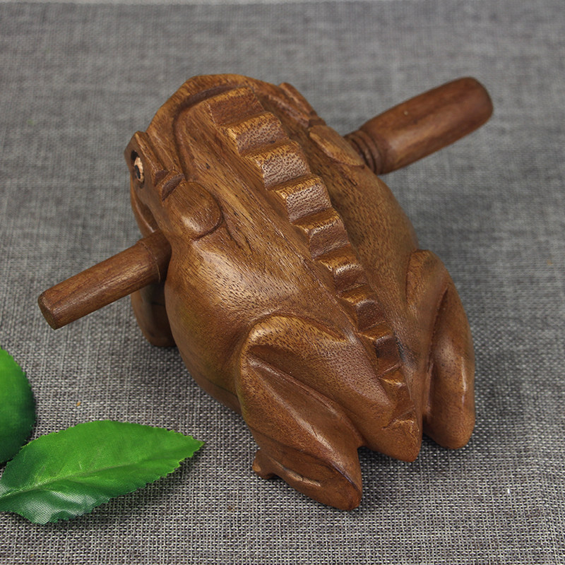 木鱼泰国招财蛙蛤蟆蟾蜍木质木雕雕刻发声青蛙摆件