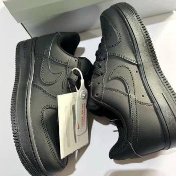 Putian Top Matching AF1 Air Force One Black Warrior Low-top Classic Blackboard Couple Versatile Casual shoes shoes Pure Black