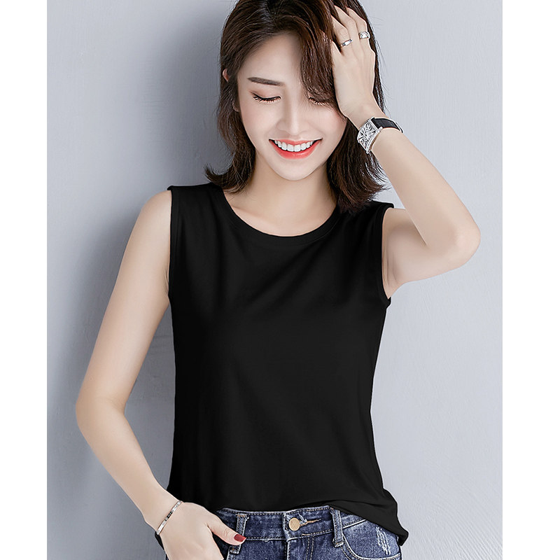 白色坎肩打底无袖纯色运动纯棉新款女内背心t恤