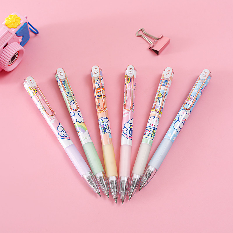 按动水笔看的好看仙气签字笔卡通少女超萌韩国中性笔
