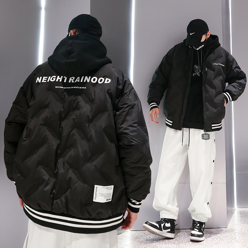 轻薄90白鸭绒羽绒服男冬季潮牌设计感宽松潮流情侣大码棒球服外套