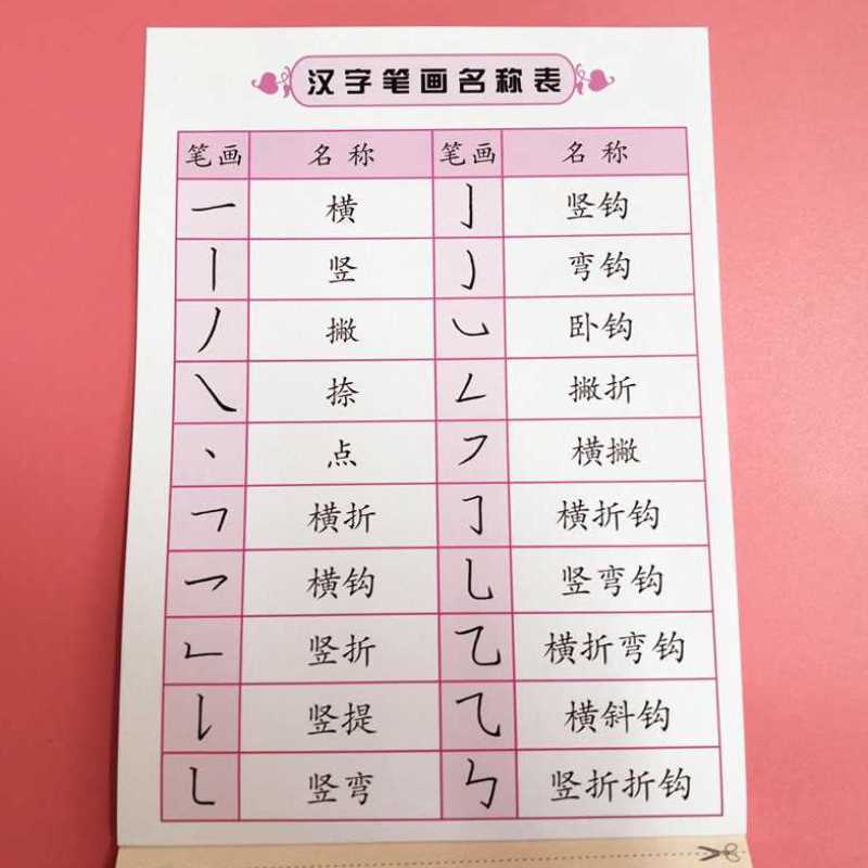 笔画汉子写字低年级笔划米字格生字笔顺描红本