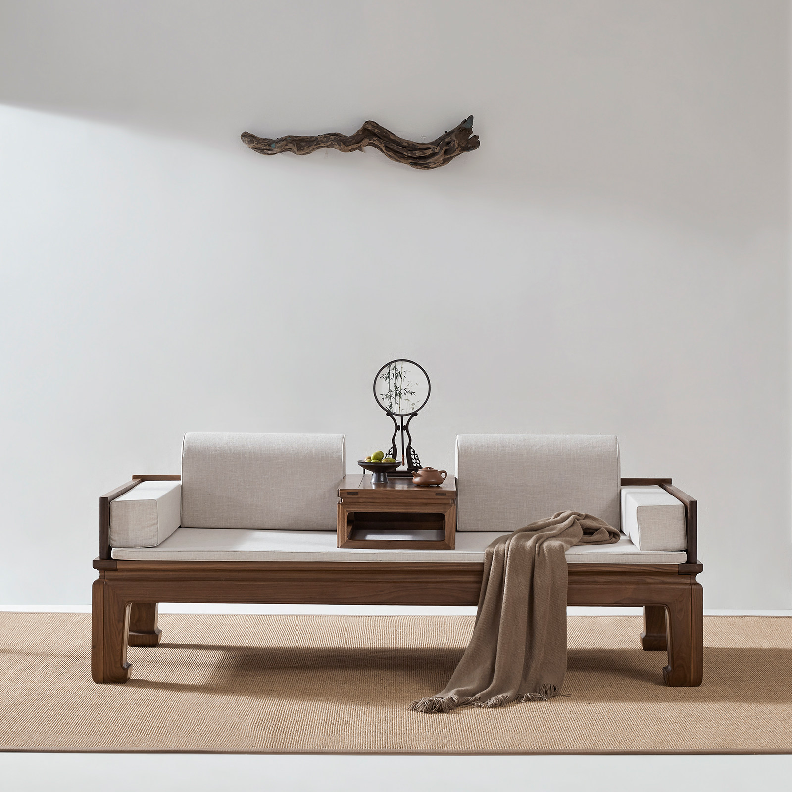 空尚推拉户型小户床榻沙发胡桃中式实木新中式罗汉床