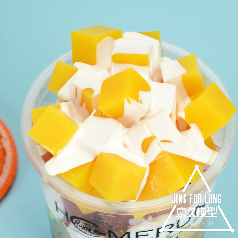 仿真杯水装饰食品样品果冻酸奶龟苓仙草芒果仿真水果