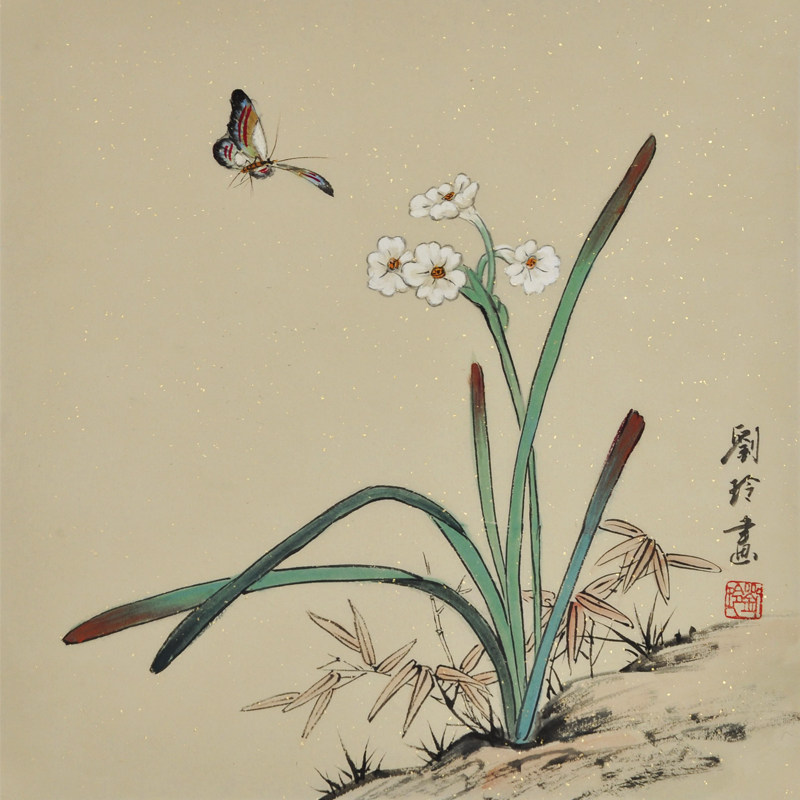 画诉 纯手绘禅意君子兰国画客厅玄关餐厅新中式挂画装饰画工笔画