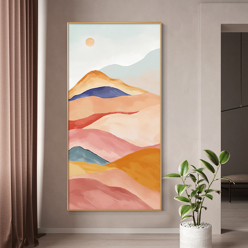 盐马手绘油画ins莫兰兰迪拼色玄关装饰画清新油画