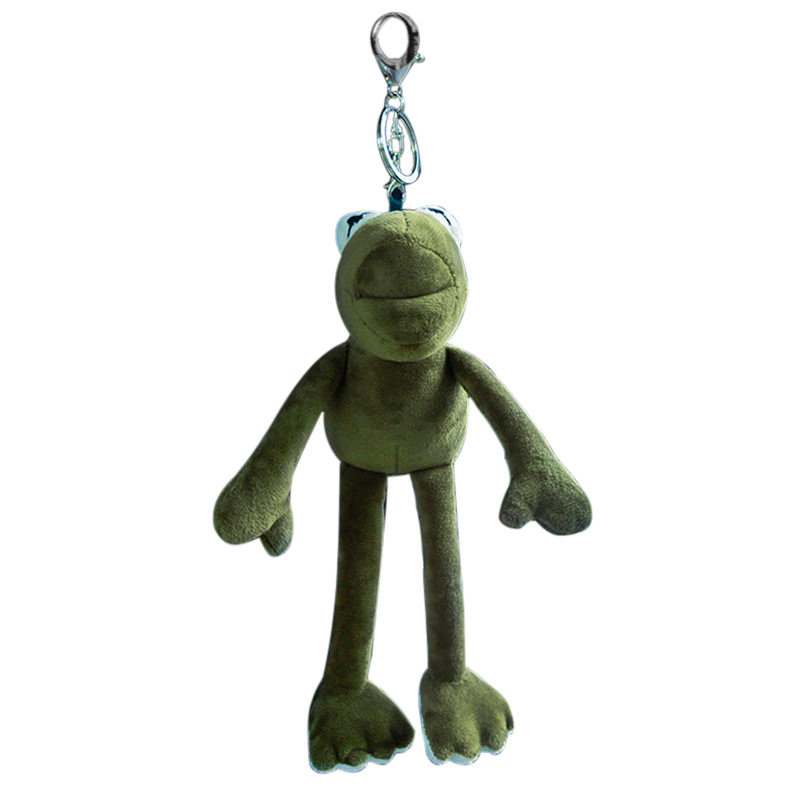 网红芝麻街长腿丑萌大嘴青蛙汽车钥匙扣书包挂饰毛绒