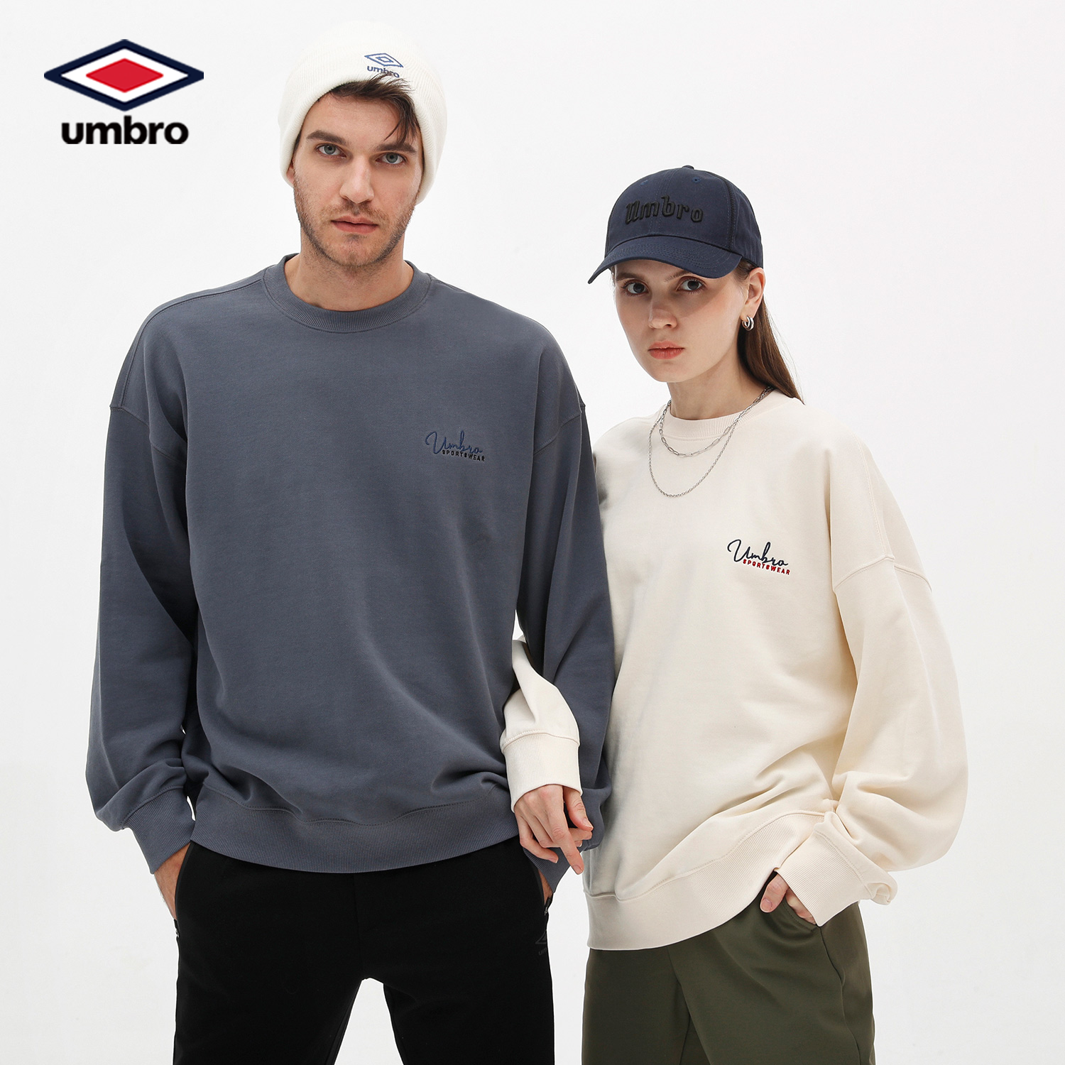 umbro茵宝22年春季新款休闲简约男子套头运动运动卫衣