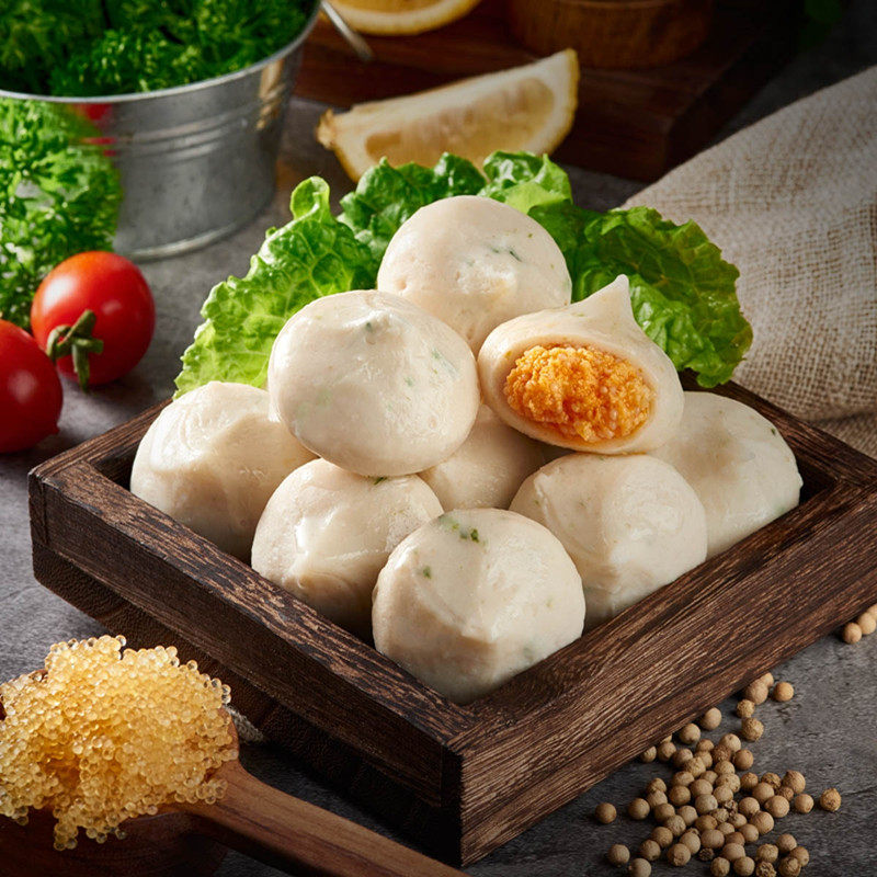 台湾美食蟹籽包鱼包火锅鱼丸关东皮薄馅多500克鱼丸