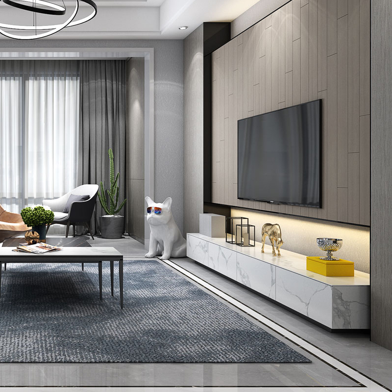 电视柜意式极简茶几组合轻奢小户户型客厅长条电视柜