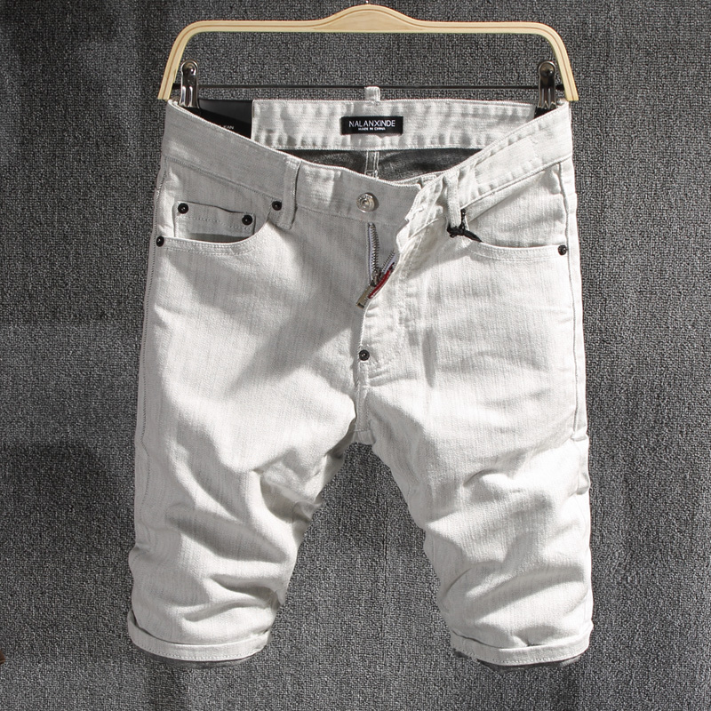 夏季新款弹力修身白色牛仔短裤男休闲青年五分裤男士中裤韩版潮流