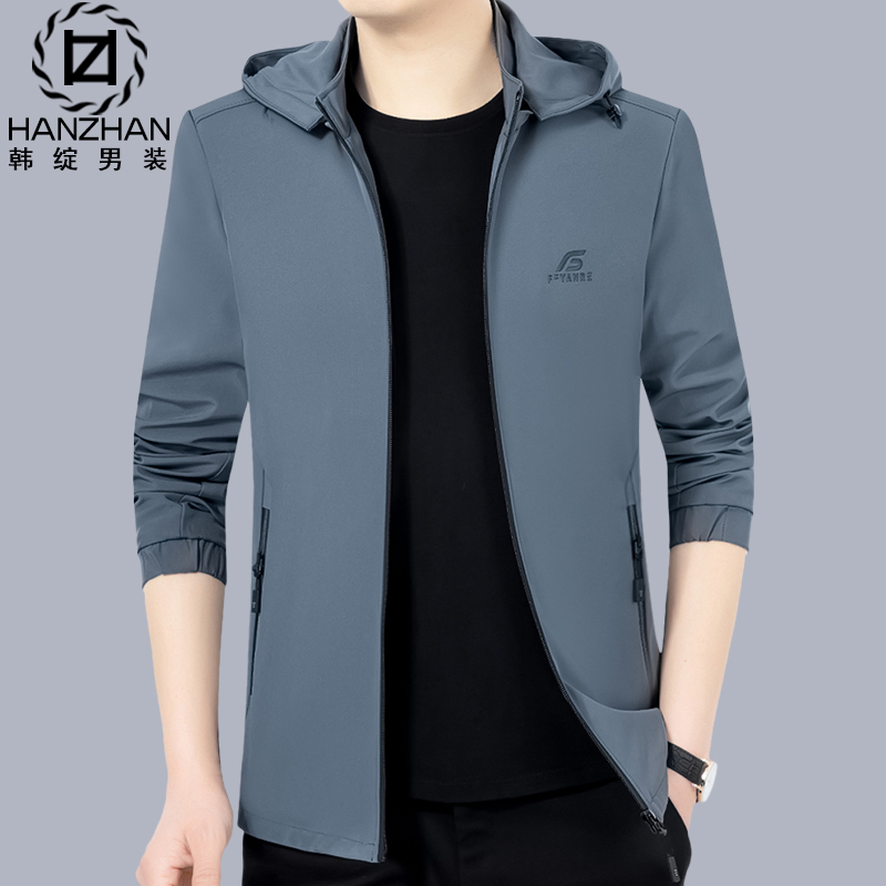 男士外套休闲夹克男春秋2022新款夏季薄款上衣中青年爸爸茄克男装