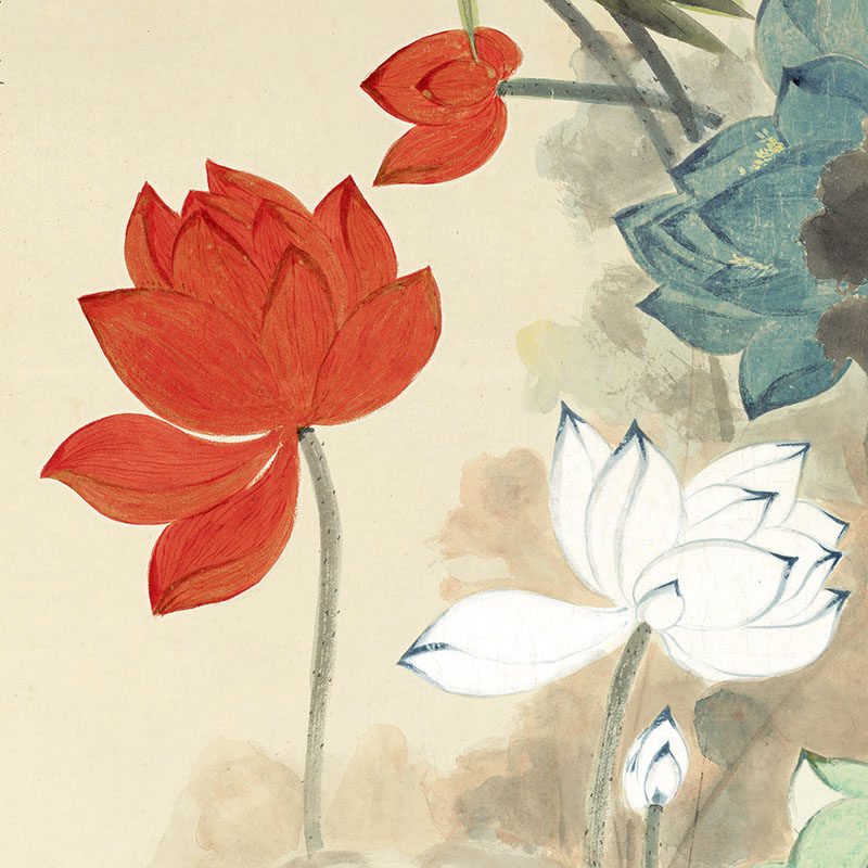 张大千荷花图画画心国画作品高清打印微喷复制品宣纸国画