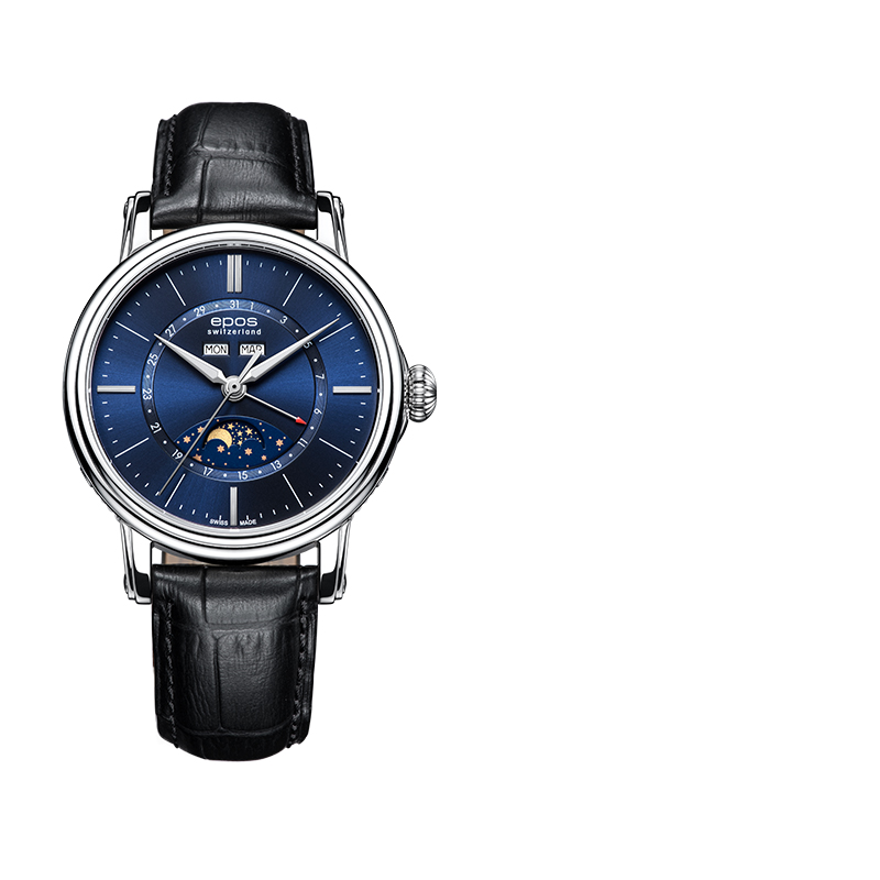 瑞士爱宝时EPOS 月相自动机械男表蓝海月进口3391.832.20.56.25