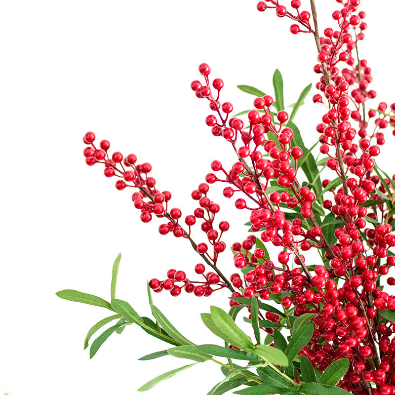 仿真红果冬青中式花艺插花长枝发财浆果客厅仿真花