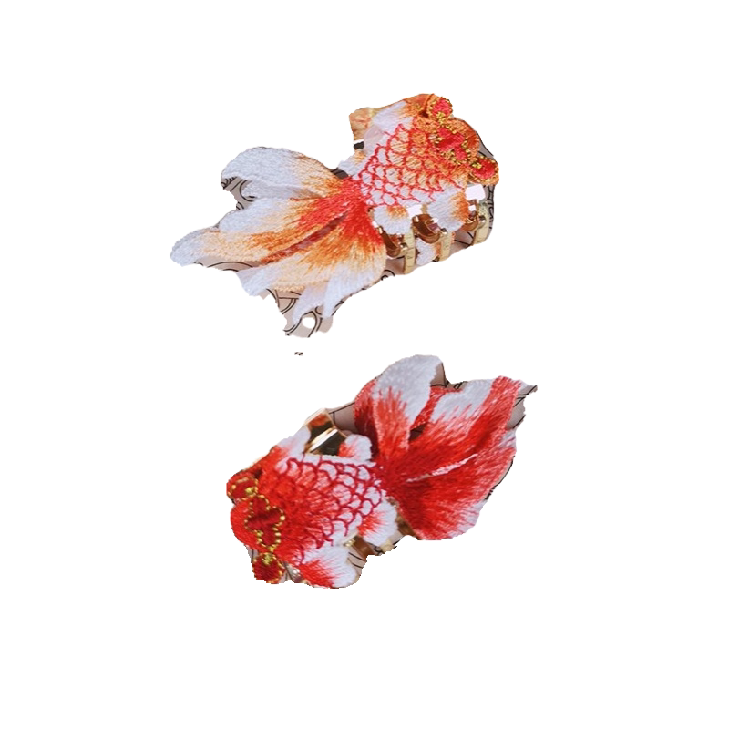 古风马尾鲨鱼后脑勺发夹头饰固定金鱼高马尾汉服发饰