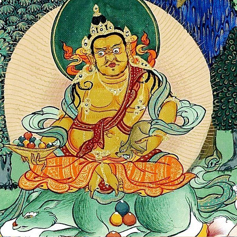 莲师财神矿物颜料微喷唐卡藏传密宗高清定制藏族唐卡