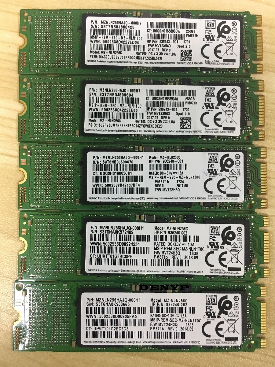 samsung/三星pm871b 256g 936243 936240-002m2.0ngffhp固态硬盘