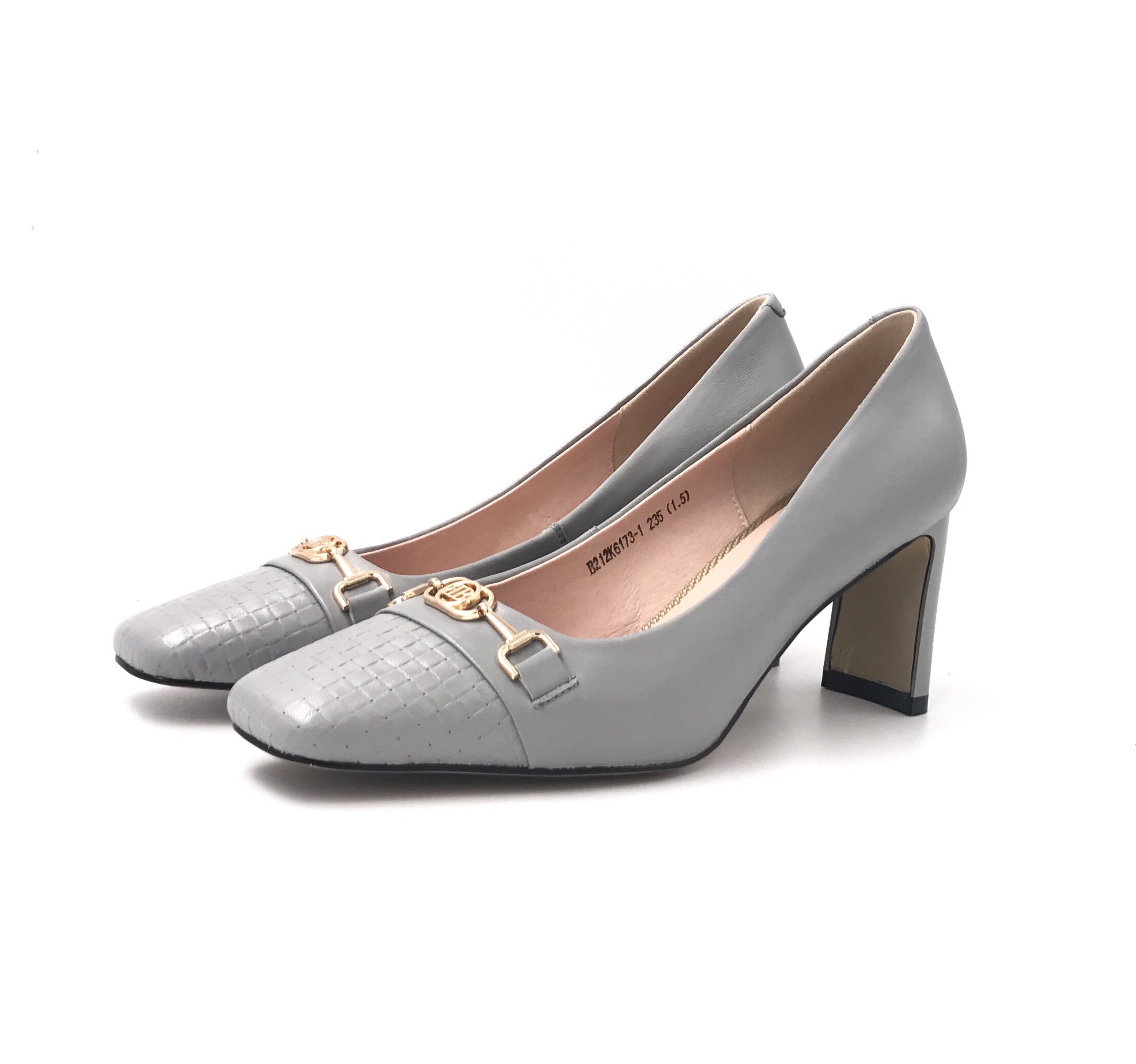 菱光2021年新款法式真皮复古浅口方头粗高跟女单单鞋