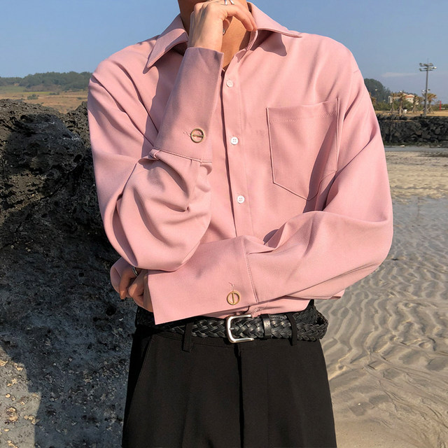 Mrcyc men's autumn solid color shirt new long-sleeved trend casual shirt Korean handsome loose jacket Mrcyc men's autumn solid color shirt new long-sleeved trend casual shirt Korean handsome loose jacket