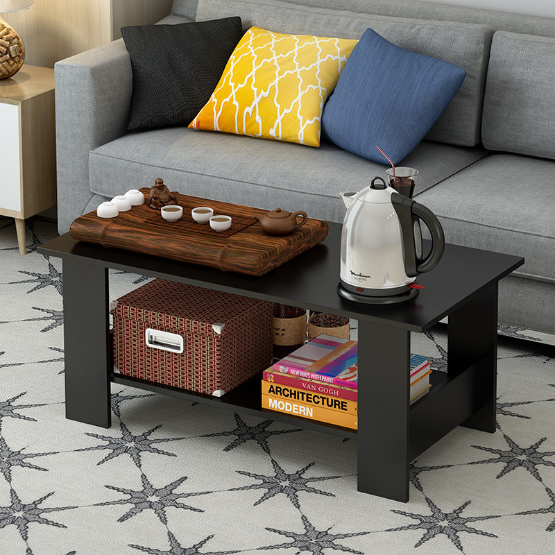 茶几简约现代客厅沙发边机简易双层木质储物茶几