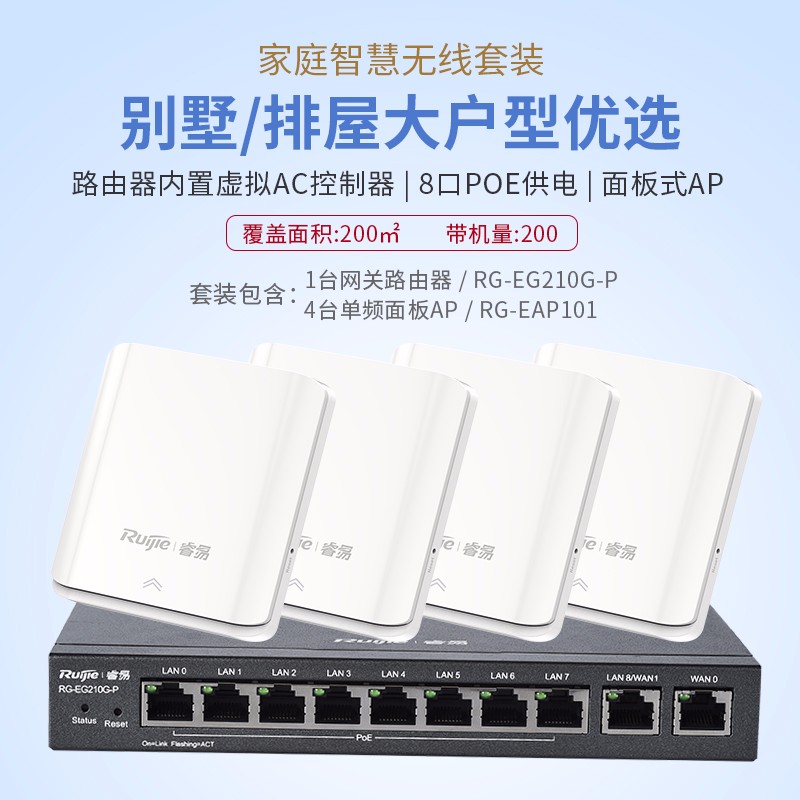 锐捷无线ap面板家用别墅全屋覆盖路由器poeac有线通信