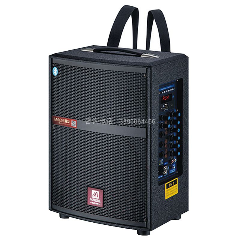曼龙10寸户外拉杆背带唱歌音箱三分频大功率直播移动广场舞音响
