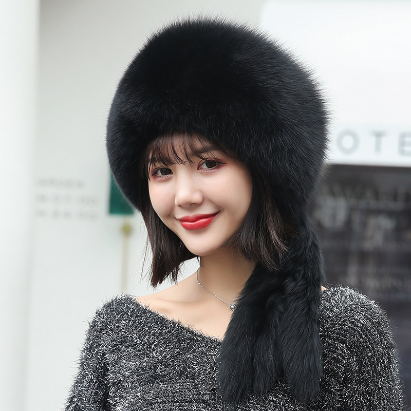 子女狐狸流苏兔皮獭兔加厚保暖韩版冬季护耳帽子