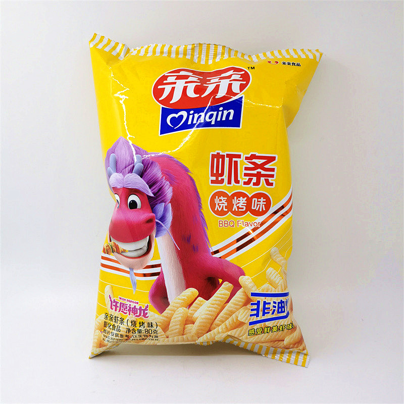 正期亲亲虾条80g原味烧烤多种口味办公休闲膨化食品