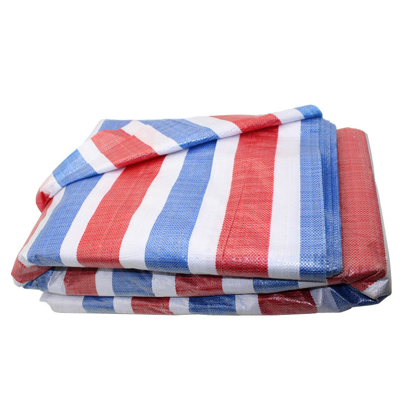 三色装修雨棚油布塑料防尘遮阳户外防雨布彩条防雨布