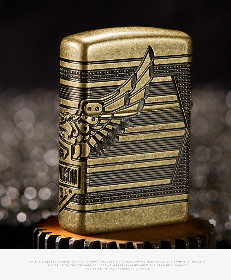 zippo官方正版芝宝火机哈雷环绕深雕哈雷骑士盔甲zippo