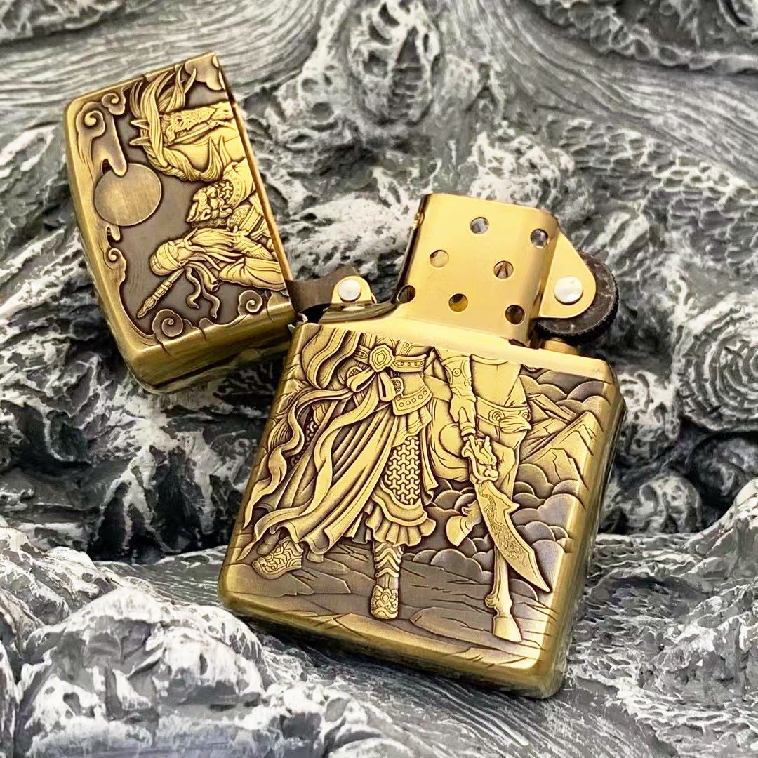 zippo打火机关公关云长鬼王正品立体纯铜浮雕义薄云天zippo